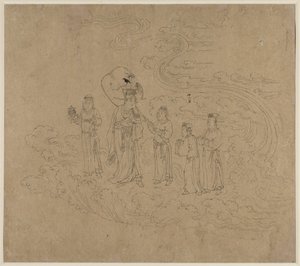 Album med daoistiske og buddhistiske temaer: Procession of Daoist Deities: Leaf 10, 1200-tallet. af Unbekannt