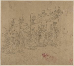 Album med daoistiske og buddhistiske temaer: Procession of Daoist Deities: Leaf 5, 1200-tallet. af Unbekannt