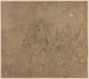 Album med daoistiske og buddhistiske temaer: Search the Mountain: Leaf 49, 1200-tallet. af Unbekannt