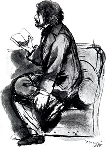 Alfred Tennyson, lst Baron Tennyson 1809-1892, engelsk digter, 1855 af Unbekannt