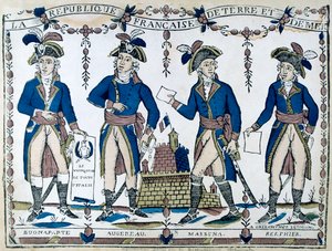 Allegorier af Bonaparte, Augereau, Massina, Berphier, Frankrig, 1789 af Unbekannt