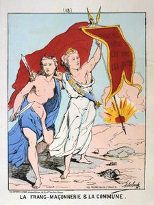 Allegori om frimureriet og kommunen, Pariserkommunen, 1871. af Unbekannt