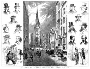 Amerikanske forretningsmænd og Wall Street, New York, USA, 1877 af Unbekannt