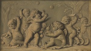 Amorini i spil en af et par, 1770-90. af Unbekannt