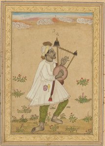 En afrikansk lyrespiller recto, kalligrafi verso, ca. 1640-1660. af Unbekannt