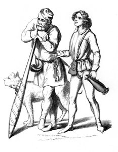 En engelsk portvogter 1480 og hustjener 1475, 1400-tallet 1849 af Unbekannt