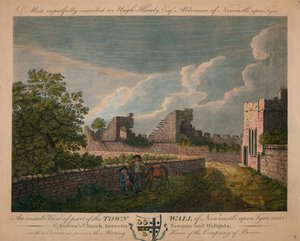 En indvendig udsigt over bymuren i Newcastle upon Tyne, c1760-90. af Unbekannt