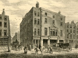 En gammel busmagerbutik i Long Acre, 1881. af Unbekannt