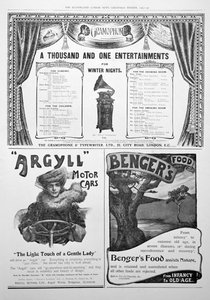 En reklameside i Illustrated London News, jul, 1905 af Unbekannt