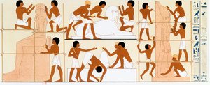 Gamle egyptiske billedhuggere arbejder på statuer, c1842-1845 af Unbekannt