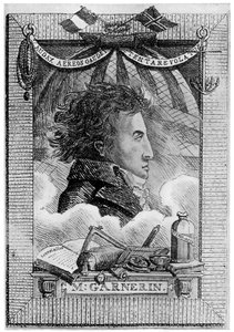 Andre Jacques Garnerin, fransk aeronaut og den første faldskærmsudspringer, c1800 1910 af Unbekannt