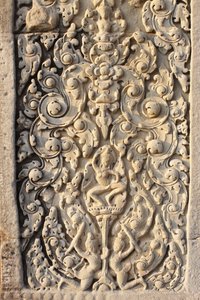 Angkor Wat, udskåret detalje på vægblomster, Siem Reap, Cambodia af Unbekannt