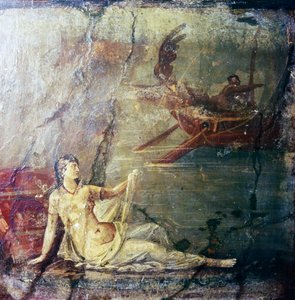 Ariadne øde af Theseus, romersk vægmaleri fra Herculaneum, 1. århundrede af Unbekannt
