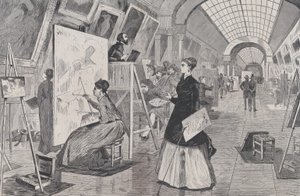 Kunststuderende og tekstforfattere i Louvre Gallery, Paris Harper