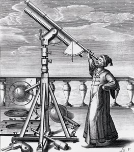 Astronomisk teleskop med observatør af Unbekannt