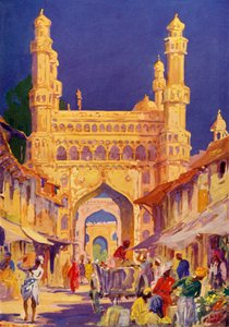 Ved Char Minar i Hyderabad, c1948. af Unbekannt