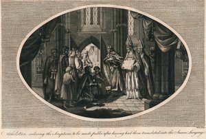 Athelstan beordrede udgivelse af skrifterne oversat til angelsaksisk, 930