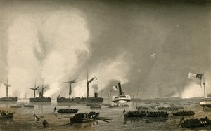 Attack Upon Roanoke Island - Troppernes landgang, 1878. af Unbekannt