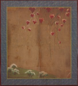Efterårsvin, fjerne træer og sne, Edo-perioden, 1615-1868. af Unbekannt