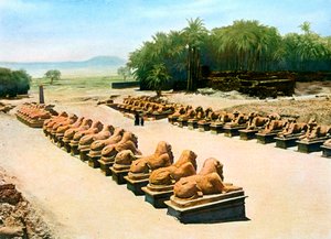 Avenue af ramhovedede sfinkser, tempel Amun-Re, Karnak, Luxor, Egypten, 20. århundrede af Unbekannt