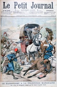 Banditter angriber en postvogn på den marokkanske grænse, 1904 af Unbekannt