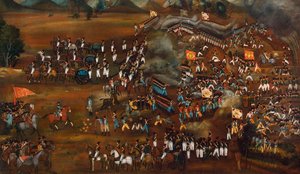 Slaget mellem persere og russere nær Sultanabad, 13. februar 1812 c1815 af Unbekannt