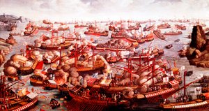 Slaget ved Lepanto, oktober 1571 af Unbekannt