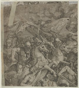 Battle of the Milvian Bridge-fragment på bagsiden, 1500-tallet. af Unbekannt