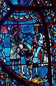 Baudoin fortæller Charlemagne om Rolands død, farvet glas, Chartres Cathedral, 1194-1260 af Unbekannt