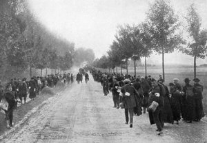 Belgiere på flugt fra Termonde, Første Verdenskrig, 1914, 1920 af Unbekannt