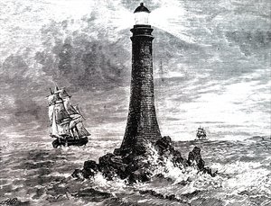 Bell Rock fyrtårn i en storm. af Unbekannt