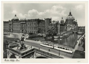 Berlin, bypalads med Kurfürstenbrücke og katedral / fotopostkort omkring 1937/38 af Unbekannt