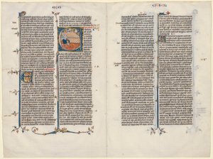 Bifolium from a Bible: Initial E[t factum est] with Ezekiel, c. 1290.  af Unbekannt