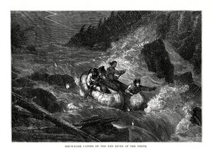 Birkebark-kanoer på Red River of the North, USA, 1877 af Unbekannt