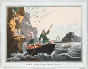 Fuglefangst nedefra, Shetlandsøerne, 1813 af Unbekannt