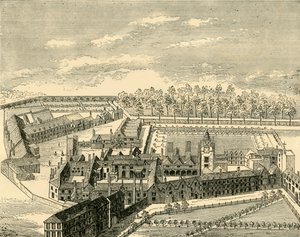 Fugleperspektiv af det gamle charterhus, c1872. af Unbekannt