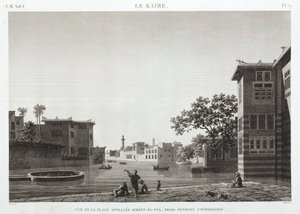 Birket-al-Fyl, Cairo, Egypten, under oversvømmelsen, ca 1798 af Unbekannt