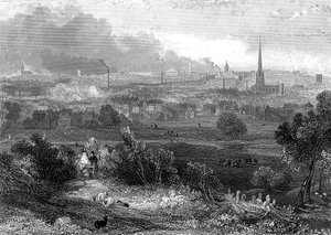 Birmingham set fra syd med rygende skorstene, c1860 af Unbekannt
