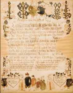 Fødsel og dåbscertifikat, 1789. af Unbekannt