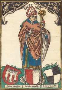 Biskop af Augsburg med tre våbenskjolde, ca. 1485. af Unbekannt