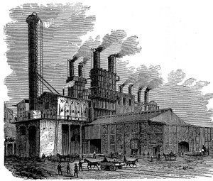 Højovne ved Phoenix Iron and Bridge Works, Phoenixville, Pennsylvania, USA, 1873 af Unbekannt