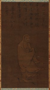 Bodhidharma krydser Yangzi på et rør, 1400-tallet. af Unbekannt
