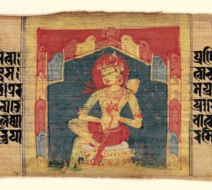 Bodhisattva i en bjerggrotte, spiller på et strengeinstrument Vina..., ca. 1090. af Unbekannt