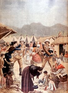 Boer kvinder og børn i en britisk koncentrationslejr i Transvaal, Boer War, 1901 af Unbekannt