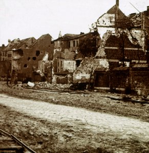 Udbombede bygninger, Nieuwpoort, Flandern, Belgien, c1914-c1918 af Unbekannt