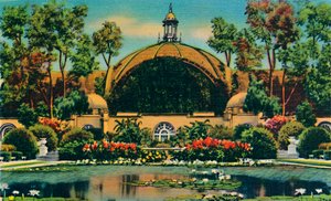 Botanisk bygning og lagune. San Diego, Californien, c1941 af Unbekannt