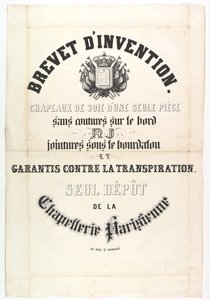 Patent. Silkehatte i ét stykke..., 1800-tallet. af Unbekannt