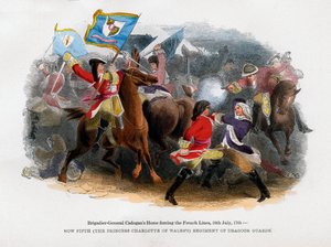 Brigadegeneral Cadogans Horse tvinger den franske linje, 18. juli 1705 af Unbekannt