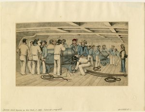 Britiske flådeskytter på kanondæk, ca. 1850 af Unbekannt