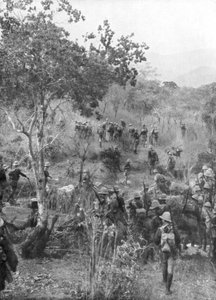 Britiske tropper i bushen på grænserne til det tyske Østafrika, Første Verdenskrig, 1915 af Unbekannt